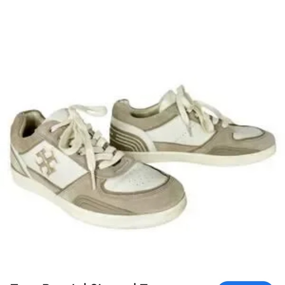 Stylish Beige and White Sneakers Tory Burch